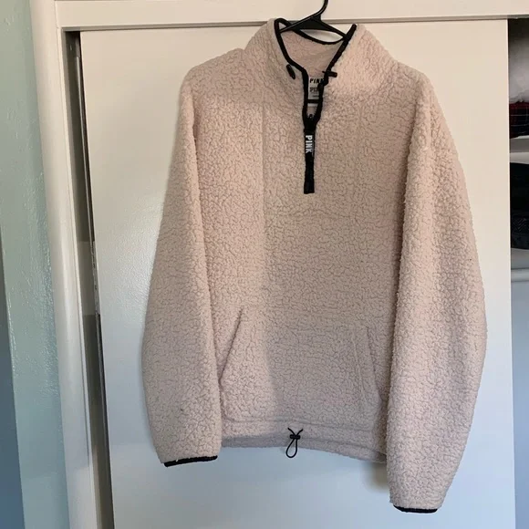 2 PINK Sherpa crewneck halfzips - Picture 4 of 8